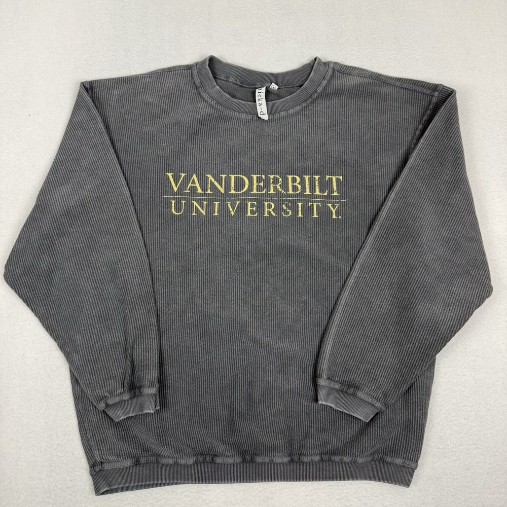 Vanderbilt University Chicka-d Corded Crewneck Sweatshirt Gray Small Oversized